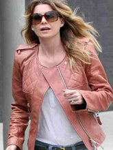 Ellen Pompeo Tan Leather Jacket