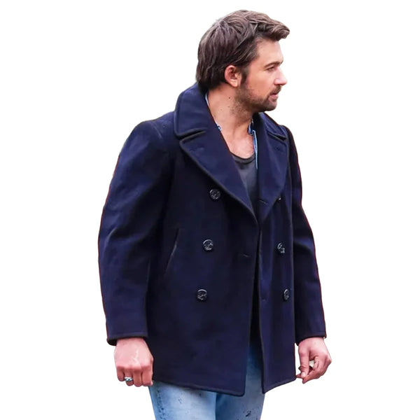 It Ends With Us Brandon Sklenar Blue Coat