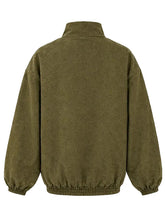 Suede leather jacket with stand-up collar