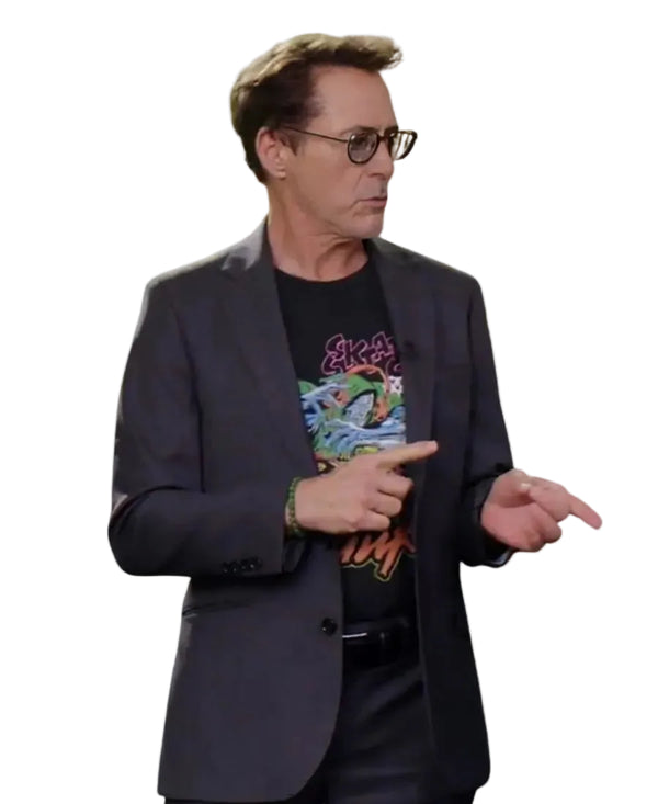 Robert Downey Jr. black blazer with chest waist and inner pockets
