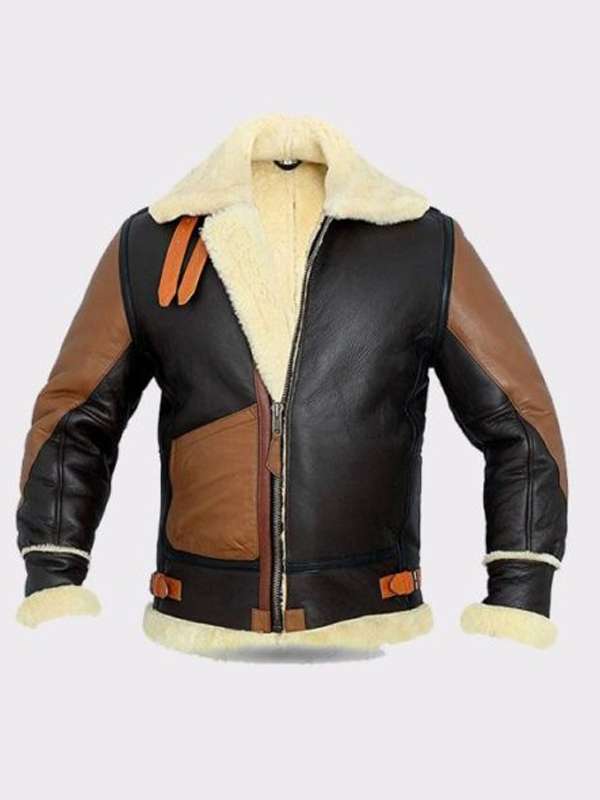 Men Aviator Shearling Sheepskin Leather Jacket