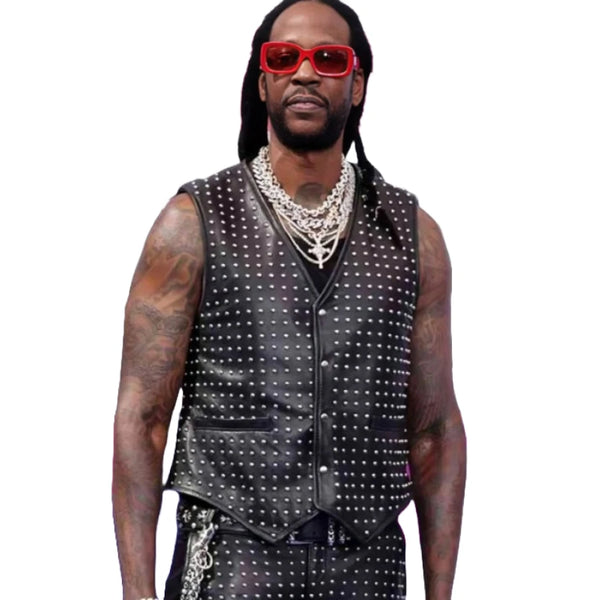 Chainz Black Leather Vest