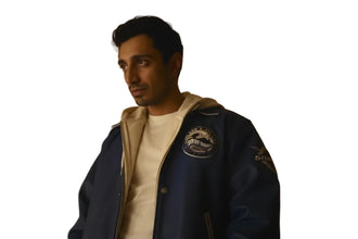 Bait Shah Latif Blue Leather Jacket