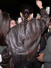 Bella Hadid 2025 Brown Leather Jacket