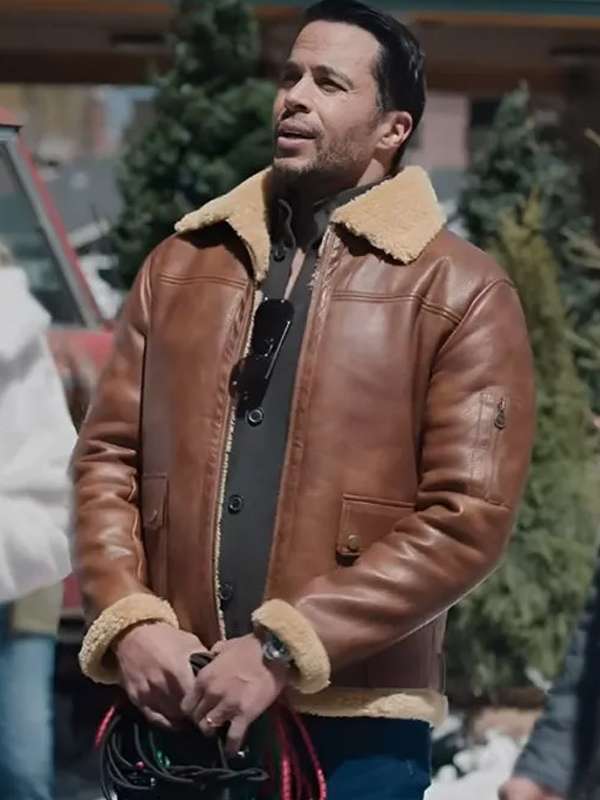 Matt Cedeño Best Christmas Ever Shearling Leather Jacket