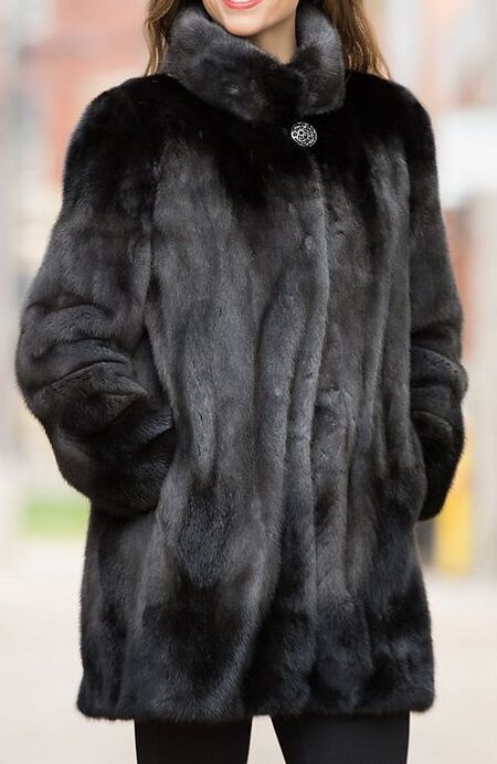 Olivia Textured Mink Stroller Coat in Shearling
