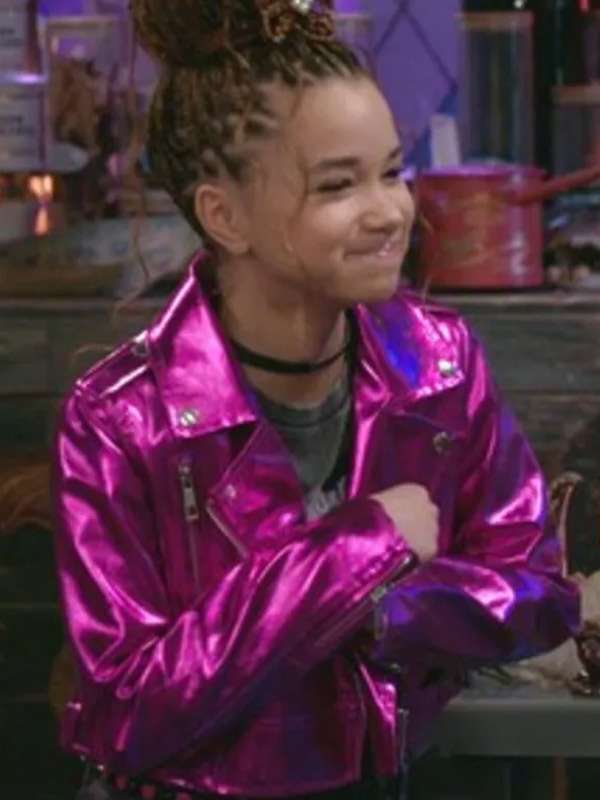 Billie Wizards Beyond Waverly Place Purple Leather Jacket