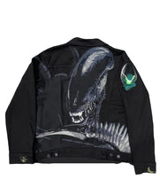 Graphic printed Nope jacket with tab button closure and button cuffs