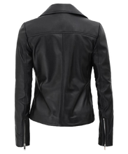 Kinzie Stylish Leather Biker Jacket Women, Black