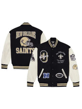 New Orleans Saints wool-blend varsity jacket with interior pockets