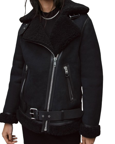 Black Leather Shearling Jacket Maya Stern Fool Me