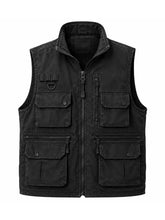 UNABOMBER movie style black utility vest with front zip closure