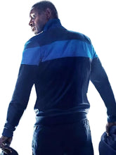 Assane Diop inspired blue polyester track jacket