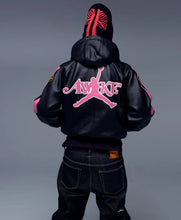 Awake NY x Air Jordan Blue and Pink Leather Jacket