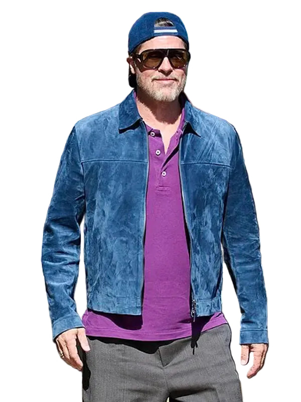 San Sebastián film festival blue jacket with zipper closure and buttoned cuffs