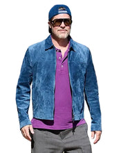 San Sebastián film festival blue jacket with zipper closure and buttoned cuffs