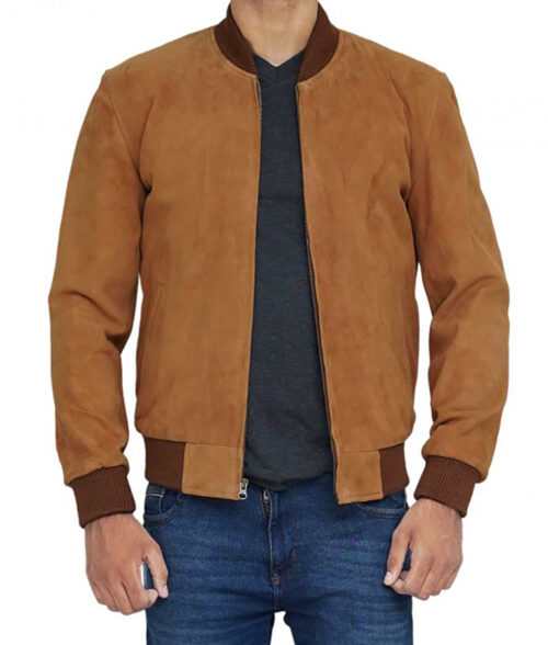 Brennan Men’s Brown Comfy Suede Bomber Jacket