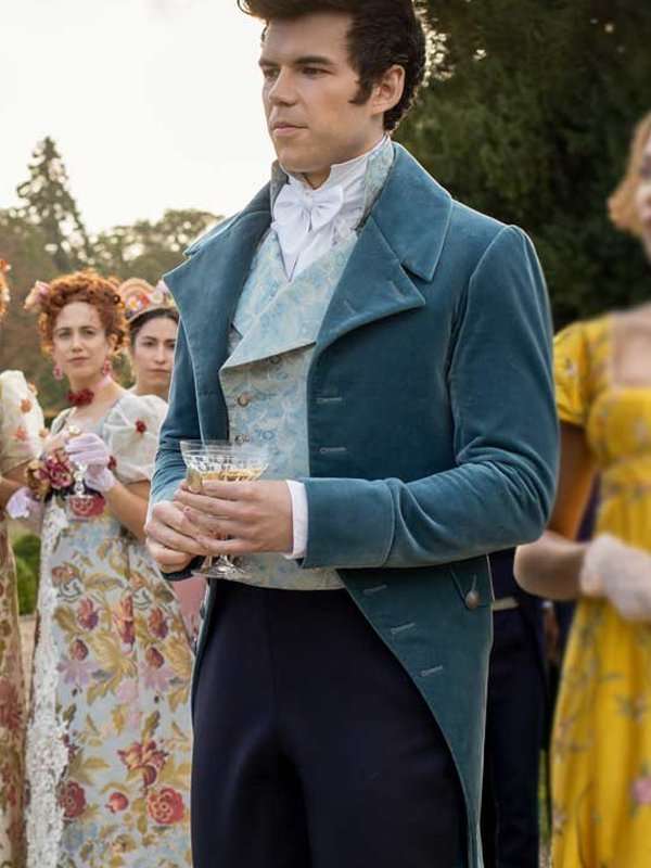 Bridgerton Luke Newton Wool Blue Coat