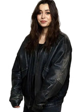 Buddy movie black leather jacket with zipper closure and pockets