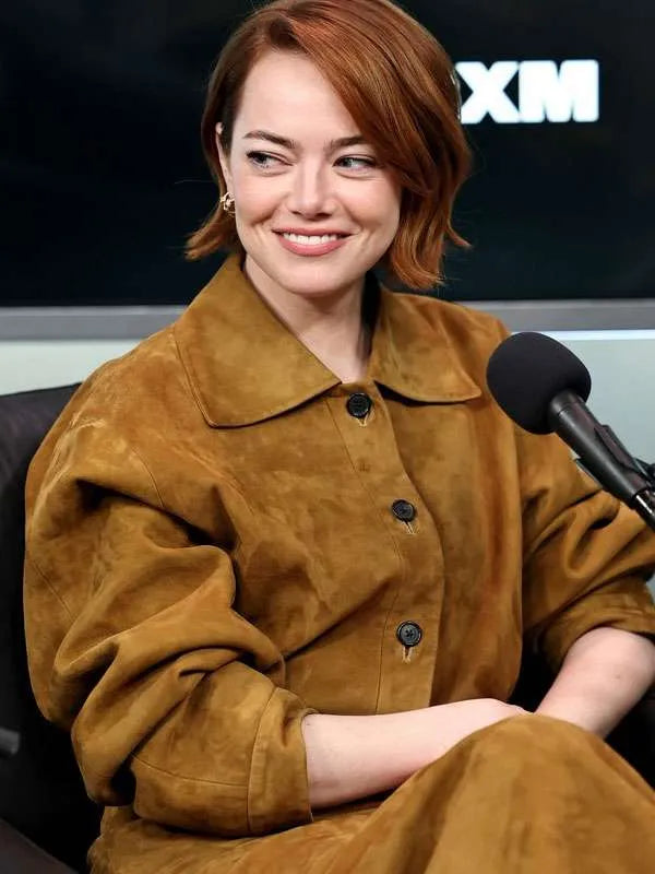Emma Stone Bugonia Press Tour Brown Jacket