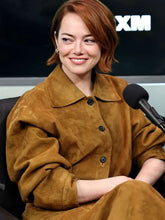 Emma Stone Bugonia Press Tour Brown Jacket