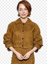 Emma Stone Bugonia Press Tour Brown Jacket