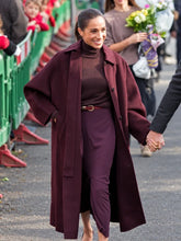 Burgundy shirt-collar coat for women's smart-casual outfits