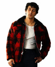 Red and Black Wool Jacket with Full-Length Sleeves and Buttoned Cuffs