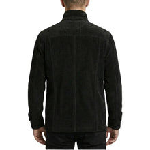 Black corduroy jacket with front button fastening