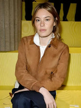 Camille Rowe Brown Bomber Jacket