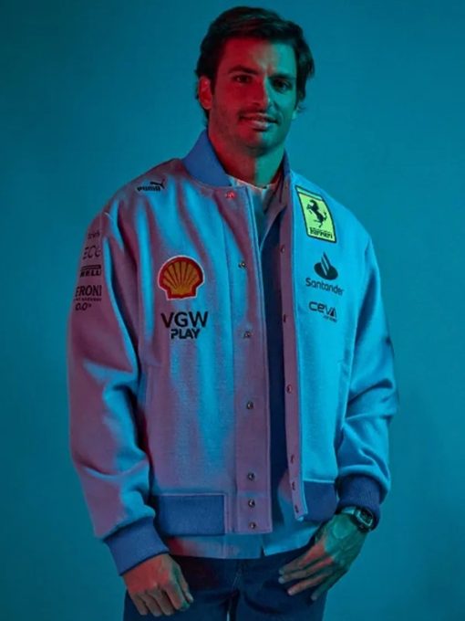 Ferrari Miami Blue Varsity Jacket