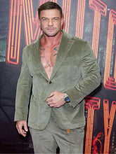 Alan Ritchson Motor City Premiere Green Suit