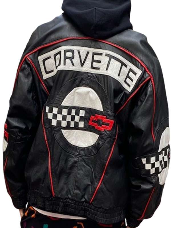 Black Vintage Corvette Leather Jacket