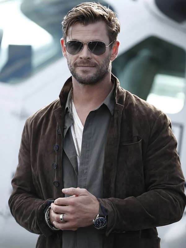 Chris Hemsworth Brown Suede Leather Jacket