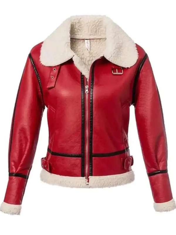 Christmas Womens Red Leather Jacket