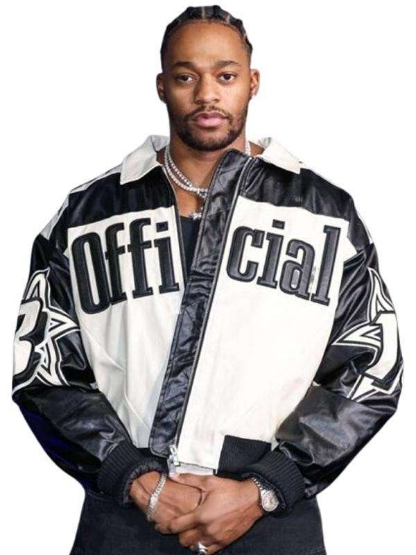 Christopher Meyer Black and White Bomber Leather Jacket