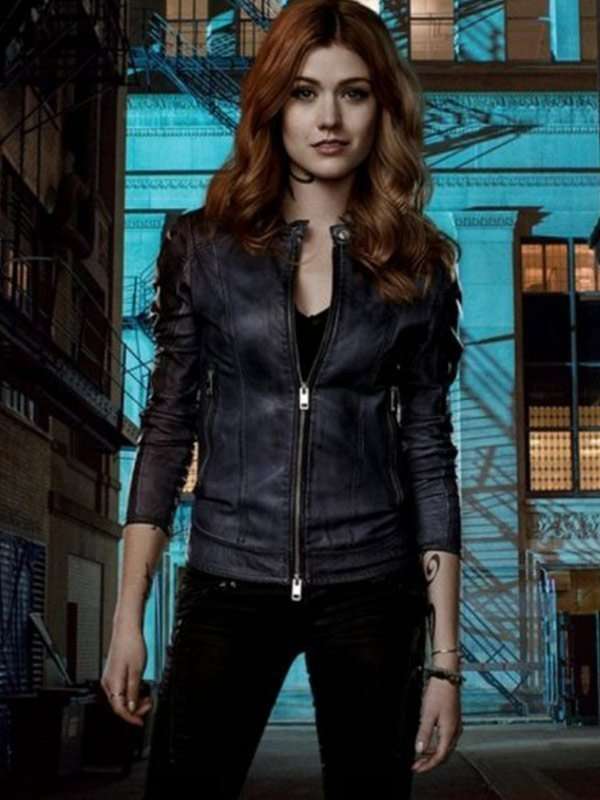 Shadowhunters Katherine McNamara Black Leather Jacket