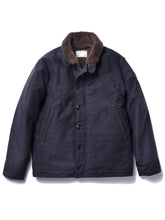 Navy cotton jacket with zipper and button closure