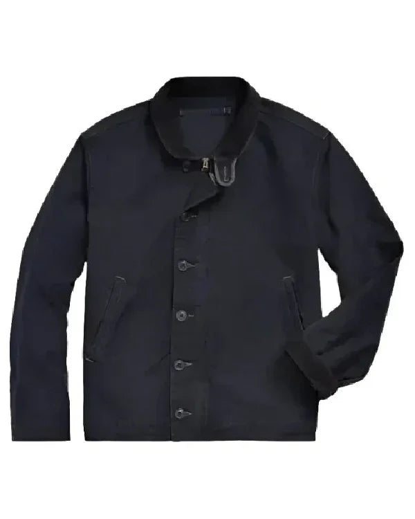 Ralph Lauren inspired black white deck jacket with full-length sleeves