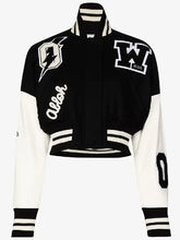 Off White Cropped Varsity Jacket