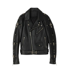 Cross Patch Leather Biker Jacket