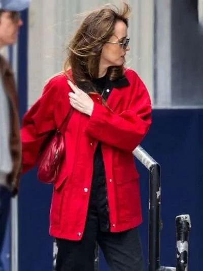 Dakota Johnson Red Cotton Jacket