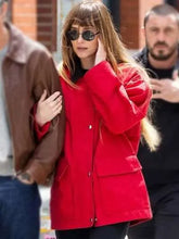 Dakota Johnson Red Cotton Jacket