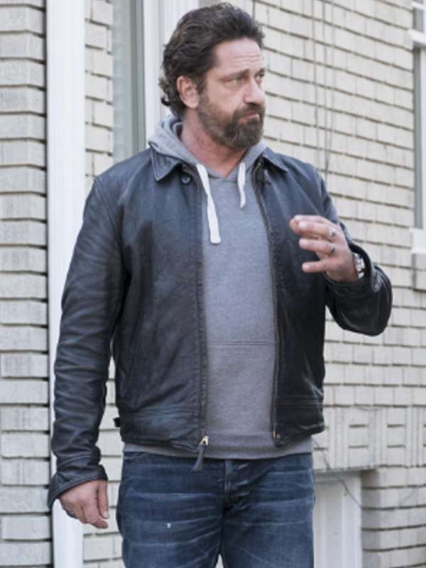Gerard Butler Den of Thieves Black Leather Jacket