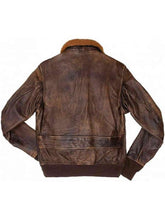 Men Shearling Brown Bomber Leather Jacket