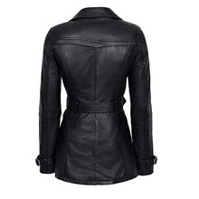 Stylish Belted Black Leather Jacket Women