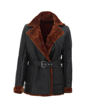 Double Breasted 3/4 Length Shearling Jacket For Women