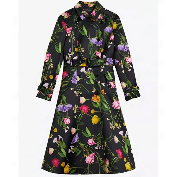 Carrie Preston Elsbeth S01 Black Floral Trench Coat