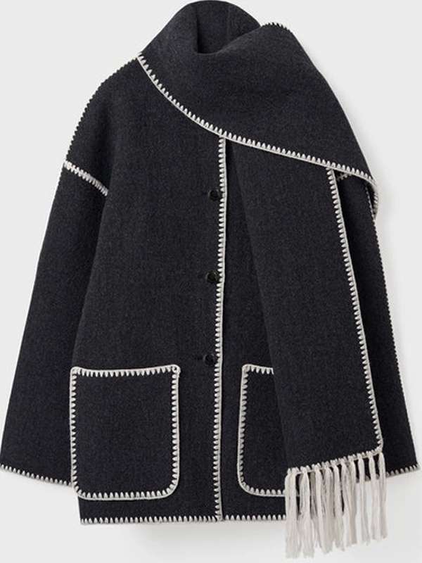 Women Embroidered Scarf Jacket