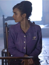 Emily In Paris S02 Emily Cooper Purple Leather Jacket